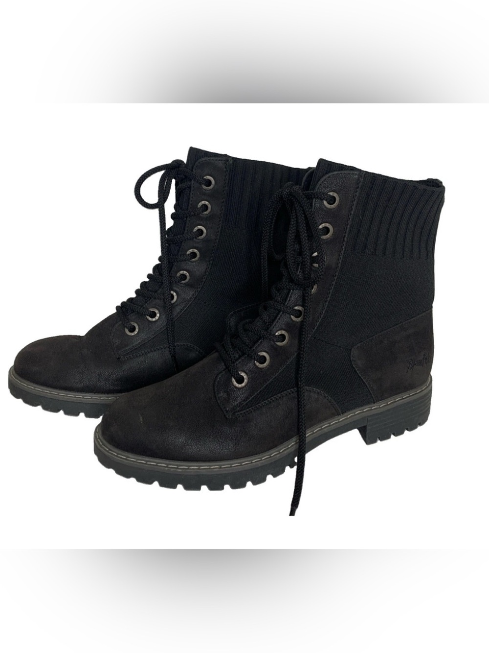 Blowfish Malibu Reilly Black Boots Size 10 Lace Up Combat Boot Faux Leather Goth